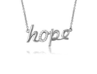 PARIKHS Rhodium Plated CZ Word Necklace "Hope" in 925 Sterling Silver