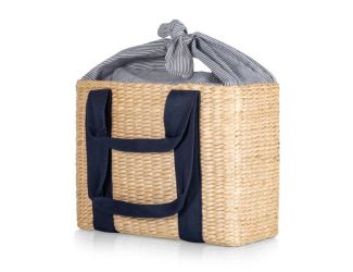 Parisian Picnic Basket - Beige with Navy Blue Accents