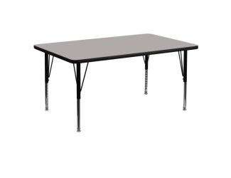 30"W x 60"L Rectangular Grey HP Laminate Activity Table - Height Adjustable Legs