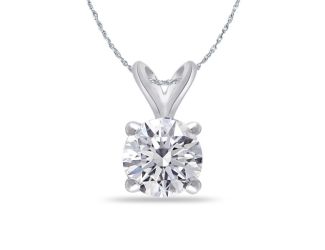 Bright White Round Lab Grown Diamond Pendant in 14K White Gold 1.00ct, Color-FG, Clarity-VS
