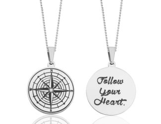 Joyful Sentiments Follow Your Heart Compass Pendant Necklace