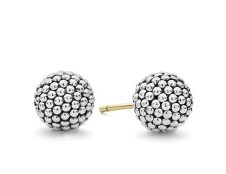 Beaded Silver Stud Earrings