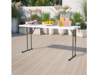 5-Foot Rectangle Granite White Plastic Folding Training / Seminar Table