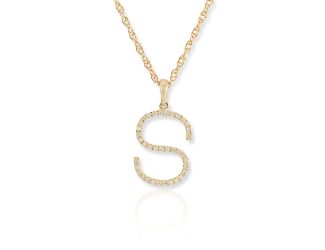 PARIKHS Diamond Initial 'S' Pendant Necklace in 18k Yellow Gold over Sterling Silver 0.10ct IJK-I2