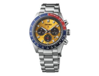 Men's Prospex Speedtimer Solar Chronograph Silver-Tone SS Watch Yellow Dial