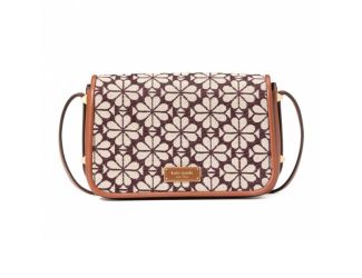 Spade Flower Jacquard Liv Flap Crossbody - Burgundy Multi