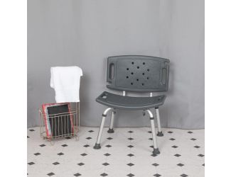 Tool-Free 300 Lb. Capacity, Adjustable Gray Bath & Shower Chair with Large Back