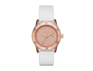 Ladies Redondo Rose Gold-Tone & White Silicone Watch RG Dial