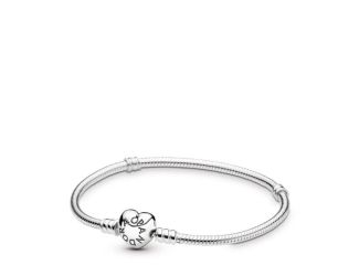 Moments Heart Clasp Snake Chain Bracelet Size 9.1"