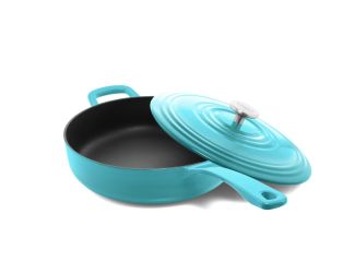4 qt  Round Cast Iron Skillet w/ Lid Fade Grey