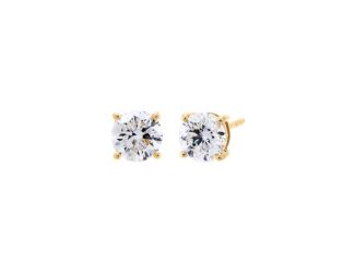Lab Grown Solitaire 4 Prong Earring 14K Size 2 CT