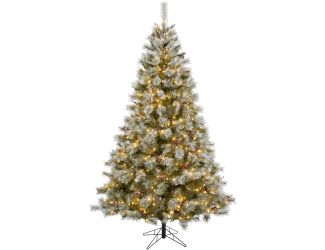 6.5-Ft Prelit Homestead Pine Frosted Christmas Tree with EZ Connect Clear Smart Lights, Pinecones, a