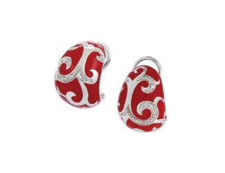Belle Etoile Round Cubic Zirconia studded Red Background Royale Earrings - 925 SS.