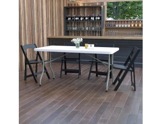 5-Foot Granite White Plastic Folding Table - Banquet / Event Folding Table