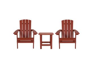 3pc Charlestown Adirondack Chair & Table Set: Red