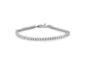 Bright White Privilege Round Lab Grown Diamond Tennis Bracelet in 14K White Gold 2.50ct,EF,VS1 VS2