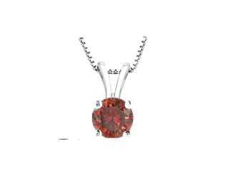 PARIKHS Red Round Soliatire Diamond Pendant 14k White Gold 0.09ct