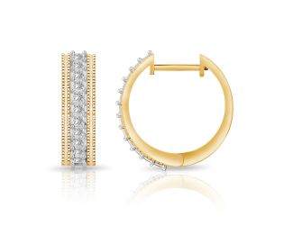 PARIKHS Princess cut Diamond Hoop Earring in 14K Yellow Gold 0.40ct, Color-IJ, Clarity-VS2 SI1