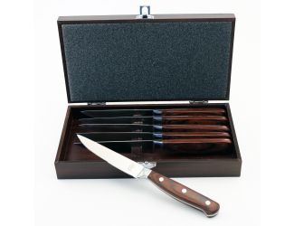 Pakka Wood SS Knife Set, Set of 6, with Wood Case