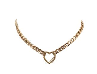 Statement Heart Link Necklace- Gold Tone