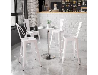 23.75" Round Adjustable White Wood Table (Adjustable Range 26.25" - 35.75")