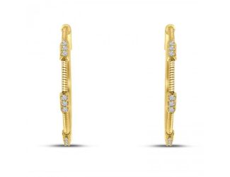 14K Yellow Gold .27 cwt. DIamond Flex Hoop Earrings