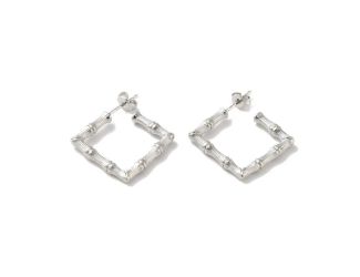 Square Silver Bamboo Earring