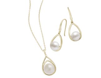 Modern Pearl Earring and Necklace Set