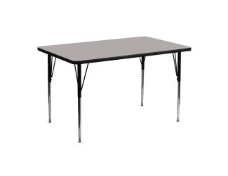 24"W x 48"L Grey HP Laminate Activity Table with Height Adjustable Legs