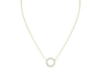Aldrava Collection - Circle Pave Necklace Gold 16"-18" Chain. Pave Pendant 0.75"