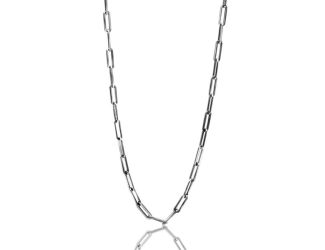Paper Clip Chain Links Necklace - Stainless Steel 24"