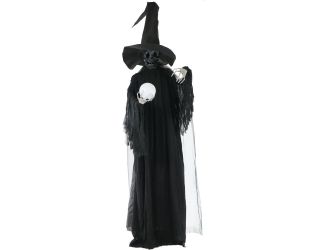 Life-Size Poseable Phantom Witch with Crystal Ball, Lights and Sound, Indoor/Covered Outdoor Hallowe
