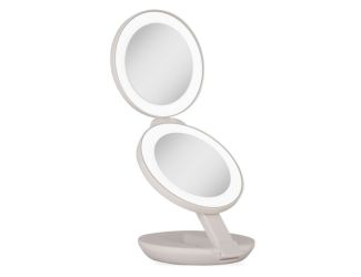 Lighted Travel Mirror with Magnification & Folding-to-Compact