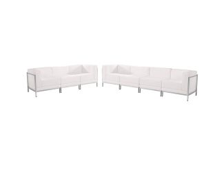 5 Piece White LeatherSoft Modular Sofa Set with Taut Back and Seat