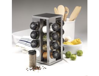16-Jar Revolving Countertop Spice Rack with Free Spice Refills for 5 Years