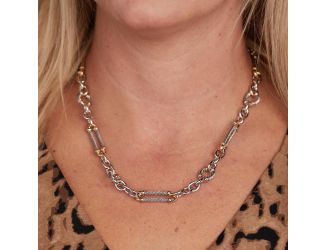 Cordo Large Oval & Circle Necklace Two Tone. 16"-18" adjustable. Best seller!