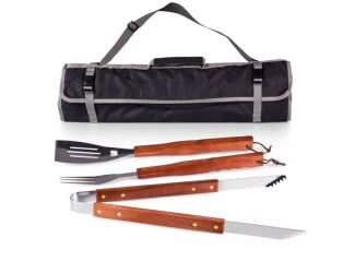 3-Piece BBQ Tote - Black with Gray Accents