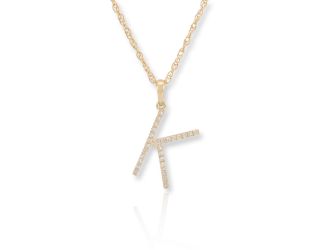 PARIKHS Diamond Initial Pendant Alphabet 'K' in 10K Yellow Gold 0.10 ct , IJK color - I3 clarity