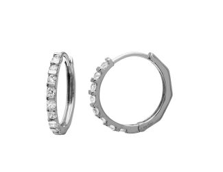 PARIKHS Rhodium Plated Huggie Earring with CZ in 925 Sterling Silver