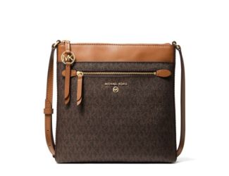 Signature Jet Set Small North South Flat Crossbody Bag -  Brown/Acorn