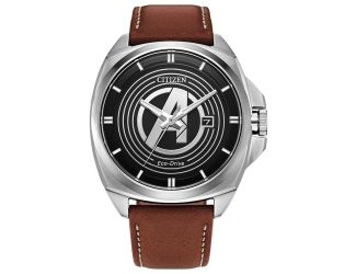 Men's Avengers Legacy Eco-Drive Brown Leather Strap Black Dial
