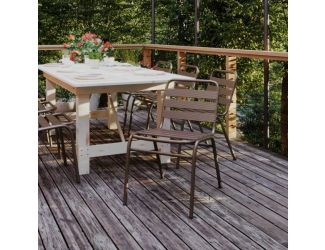 Commercial Bronze Indoor-Outdoor Restaurant Stack Chair with Triple Slat Back