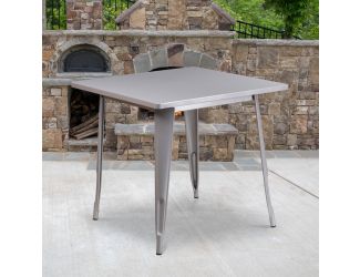 31.5" Square Silver Metal Indoor-Outdoor Table - Hospitality Furniture