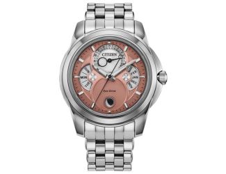 Men's Calendrier Stainless Steel Bracelet watch, Salmon dial