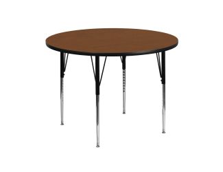 42" Round Oak HP Laminate Activity Table - Standard Height Adjustable Legs