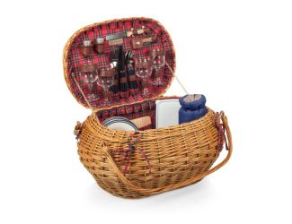 Highlander Basket - Red & Blue Tartan Pattern
