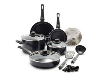 Soft Grip 12pc Healthy Ceramic Nonstick Cookware Set Black
