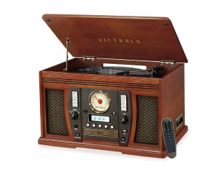 Aviator: 8-in-1 Bluetooth turntable, Mahogany