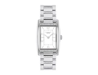 Ladies' Reese Rectangle Silver-Tone Stainless Steel Crystal Watch White Dial