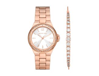 Ladies Lennox Rose Gold Watch & Crystal Slider Bracelet Set